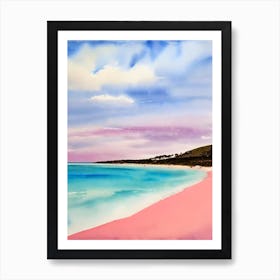 Dunsborough Beach, Australia Pink Watercolour Art Print