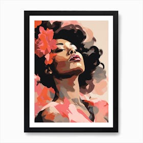 Afro-American Woman With Flowers Art Print