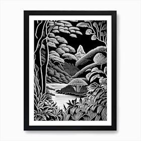 Ganna Walska Lotusland, Usa Linocut Black And White Vintage Art Print