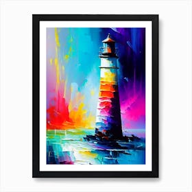 Lighthouse Waterscape Bright Abstract 2 Art Print