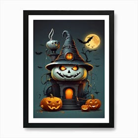 Halloween Witch House Art Print