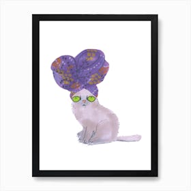 Head Wrap Cat Art Print