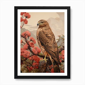 Dark And Moody Botanical Red Tailed Hawk 1 Art Print