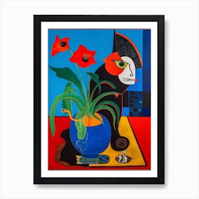 Anthurium With A Cat 3 Surreal Joan Miro Style  Art Print