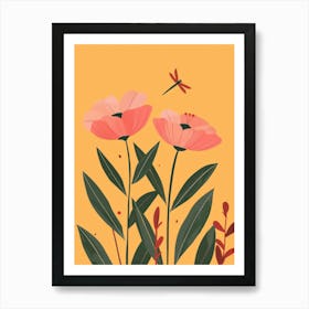Poppies With Dragonfly Art Print