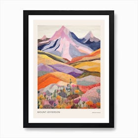 Mount Jefferson United States 2 Colourful Mountain Illustration Poster Art Print