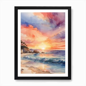 Sunset On The Beach 1 Art Print