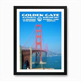 Vintage WPA-style Golden Gate Bridge National Recreation Area Poster Art Print