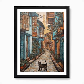 Painting Of Buenos Aires With A Cat In The Style Of William Morris 4 Art Print