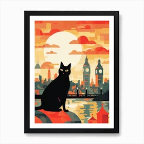 London, United Kingdom Skyline With A Cat 2 Art Print
