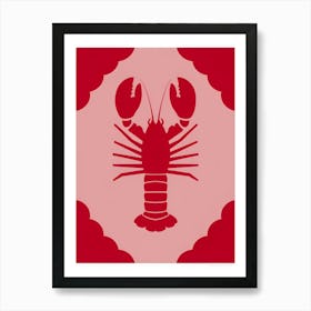 Lobster On A Red Background Art Print