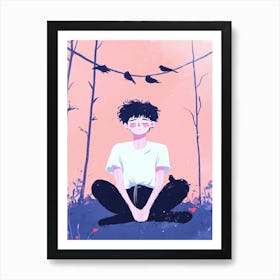 Boy Meditating Art Print