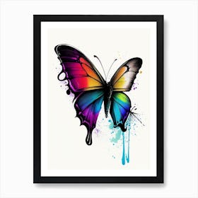 Butterfly On Rainbow Graffiti Illustration 2 Art Print