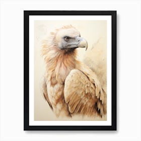 Vintage Bird Drawing Vulture 1 Art Print