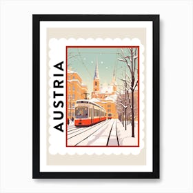 Retro Winter Stamp Poster Vienna Austria 2 Art Print