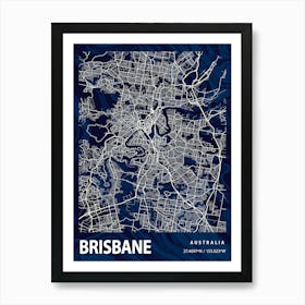 Brisbane Crocus Marble Map Art Print