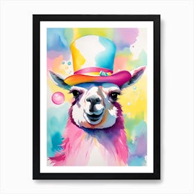 Llama In A Hat Art Print