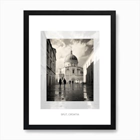 Poster Of Split, Croatia, Black And White Old Photo 2 Art Print