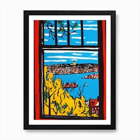 Window View Of Stockholm Sweden In The Style Of Pop Art 4 Art Print