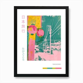 Nagasaki Japan Retro Duotone Silkscreen Poster 3 Art Print