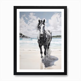 A Horse Oil Painting In Hyams Beach, Australia, Portrait 2 Art Print