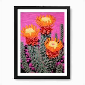 Mexican Style Cactus Illustration Cylindropuntia Kleiniae Cactus 1 Art Print