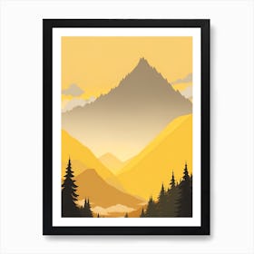 Misty Mountains Vertical Composition In Yellow Tone 33 Art Print