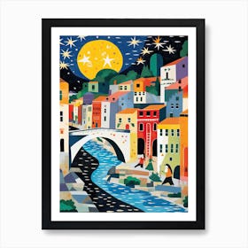 Mostar Old Bridge, Bosnia & Herzegovina Colourful 4 Art Print