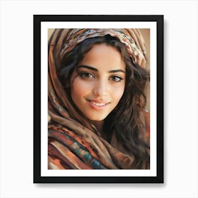 Beautiful Arabic Woman In A Scarf Art Print Art Print