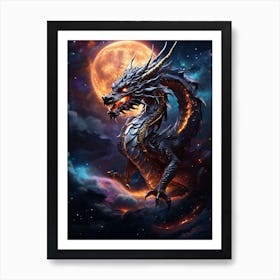 Dragon In The Night Sky Art Print