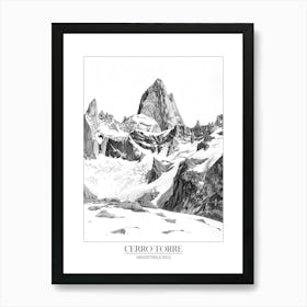 Cerro Torre Argentina Chile Line Drawing 12 Poster Art Print