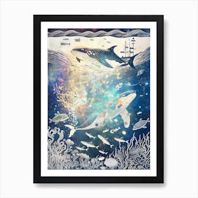 Sea Surreal Art Illustration In A Painting Style 01 Art Print