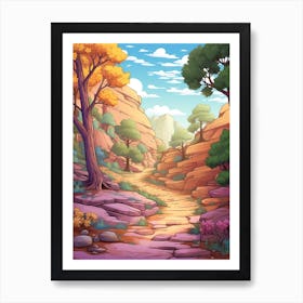 Zion Narrows Usa 3 Hike Illustration Art Print