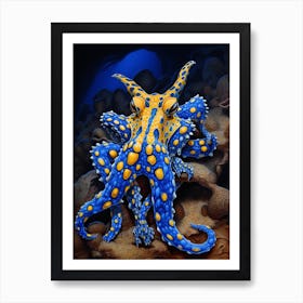 Southern Blue Ringed Octopus Illustration 9 Art Print