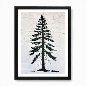 Redwood Tree Simple Geometric Nature Stencil 3 Art Print