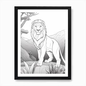 The Pride Lands (The Lion King) Fantasy Inspired Line Art 4 Art Print