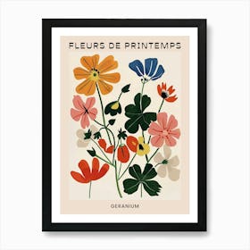 Spring Floral French Poster  Geranium 3 Art Print