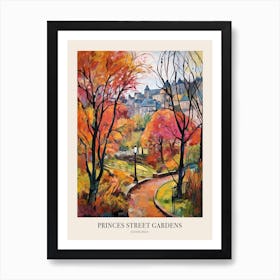 Autumn City Park Painting Princes Street Gardens Edinburgh 2 Poster Art Print