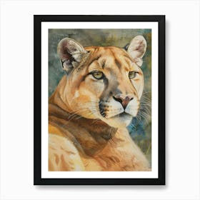 Puma Pastel Watercolour 1 Art Print