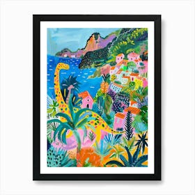 Dinosaur By The Amalfi Coast Painting 2 Art Print