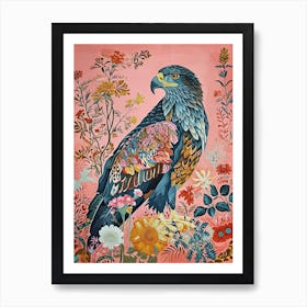 Floral Animal Painting Eagle 1 Art Print