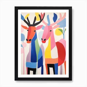 Colourful Kids Animal Art Moose 3 Art Print