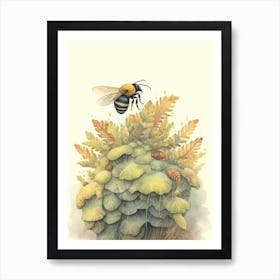 Small Earth Bumble Bee Beehive Watercolour Illustration 4 Art Print