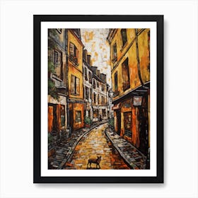 Painting Of Paris With A Cat Drawing 1 Art Print