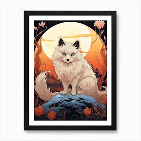 Tibetan Sand Fox Moon Illustration 1 Art Print