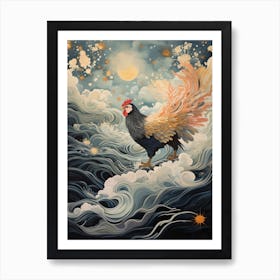 Rooster 1 Gold Detail Painting Art Print
