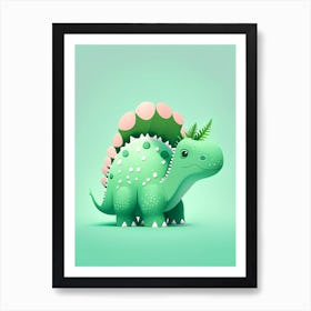 Styracosaurus Cute Mint Dinosaur Art Print