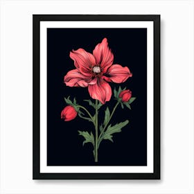 Red Anemone Flower 1 Art Print