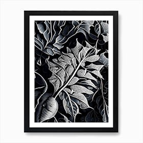 Blueberry Leaf Linocut 1 Art Print