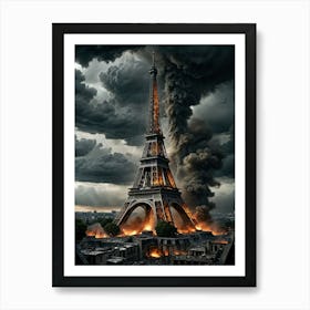 Eiffel Tower Lightning Art Print